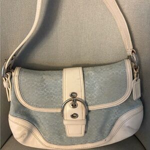 COACH Elegant Cream and Blue Women Bag